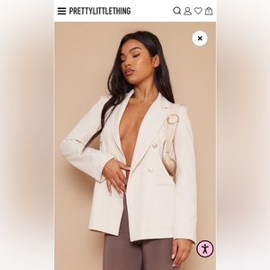 Pretty Little Thing nude military button blazer